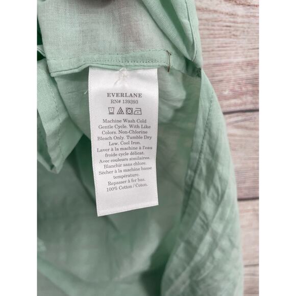 Everlane Short Sleeve Semi Sheer Button Down Maxi Dress Women's Small Green - Picture 7 of 10